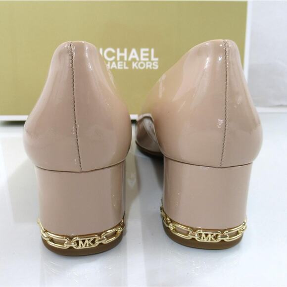 Michael Kors June Flex Mid Pump Block Heel Light Blush Patent Leather Size 7 - Picture 5 of 7
